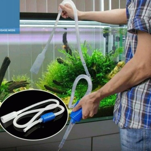 Akvaryum Dip Temizleme Su Pompası Dip Çekme Sifonu 150 cm - 4