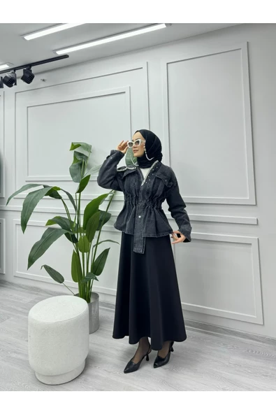 CKT006 KOT İNCİ DETAYLI CEKET - 7