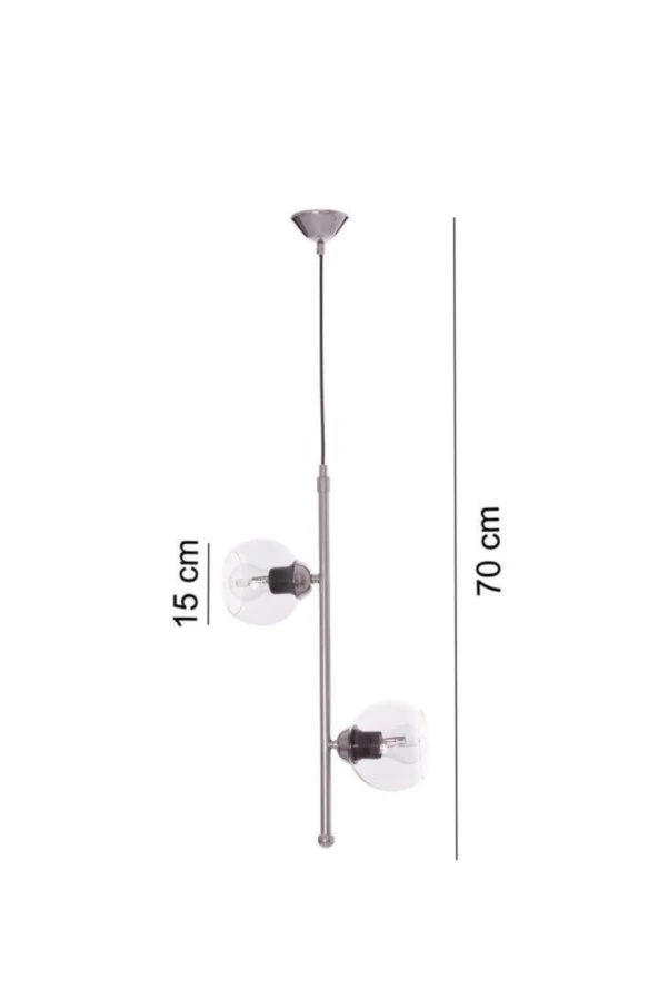 Umur Aydınlatma Minör 2'li Krom Boy Sarkıt Avize - Resim 2