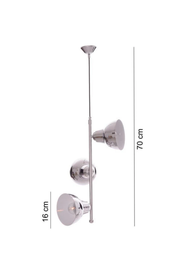 Umur Aydınlatma Lav 3'lü Krom Boy Sarkıt Avize - Resim 2