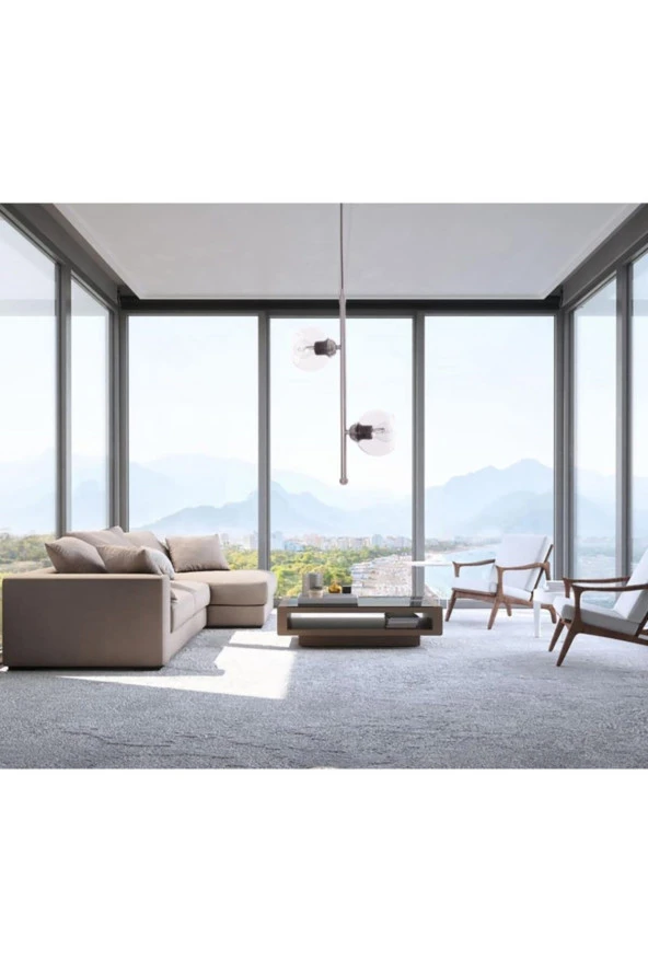 Umur Aydınlatma Minör 2'li Krom Boy Sarkıt Avize - Resim 3