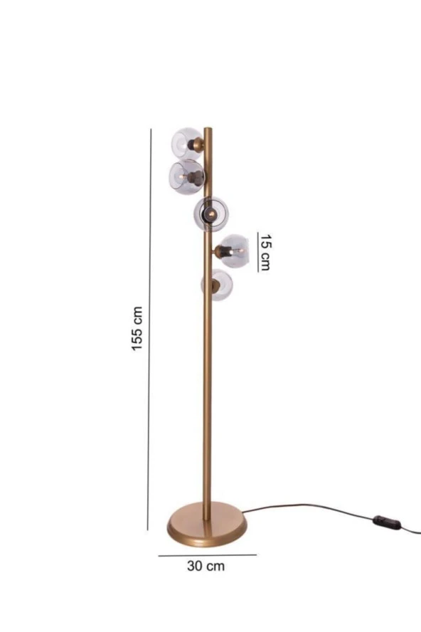 Umur Aydınlatma Minör 5'li Eskitme Füme Camlı Lambader - Resim 2