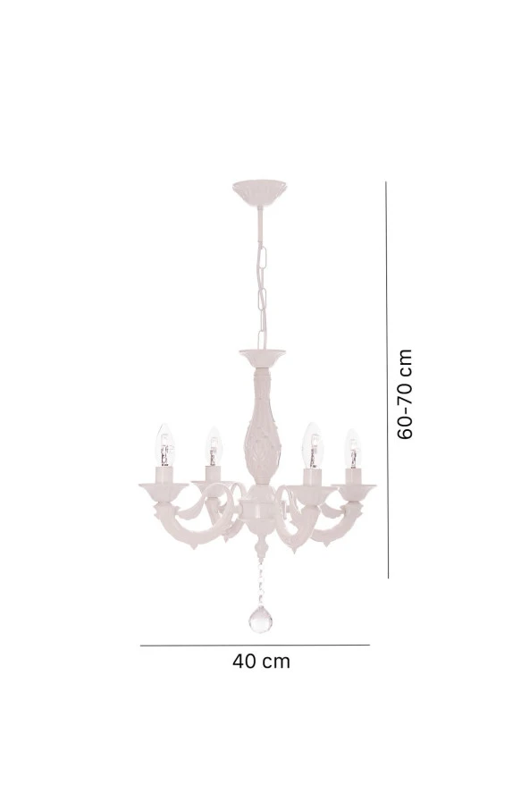 Umur Aydınlatma Albert 4'lü Beyaz Sarkıt Avize - Resim 2