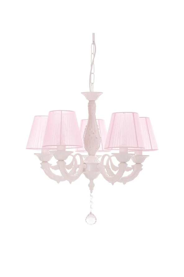 Umur Aydınlatma Albert 5'lü Beyaz Pembe Şapkalı Sarkıt Avize ürün görseli