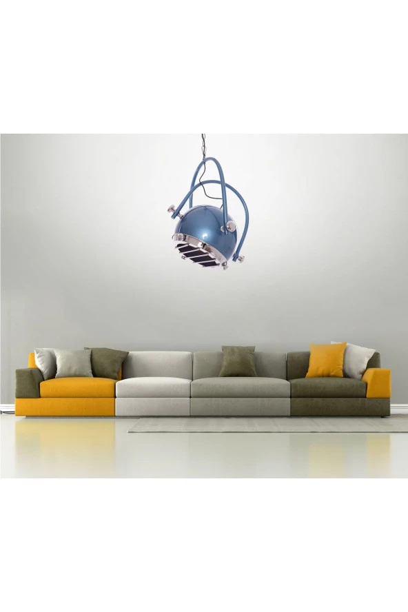 Umur Aydınlatma Gusto Metalik Gök Mavi Sarkıt Avize - Resim 4