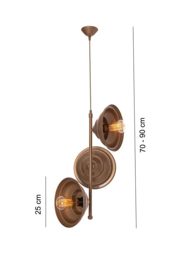 Umur Aydınlatma Togo 3'lü Eskitme Boy Sarkıt Avize - Resim 3