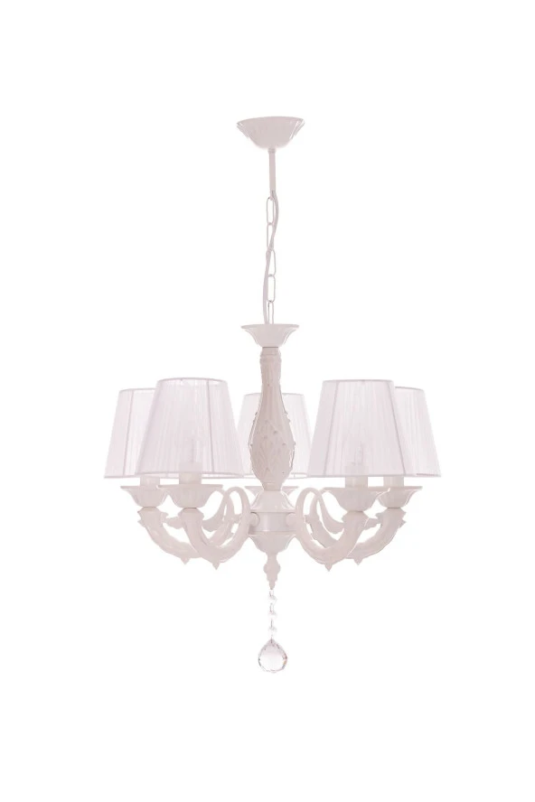 Umur Aydınlatma Albert 5'li Beyaz Şapkalı Sarkıt Avize - Resim 2