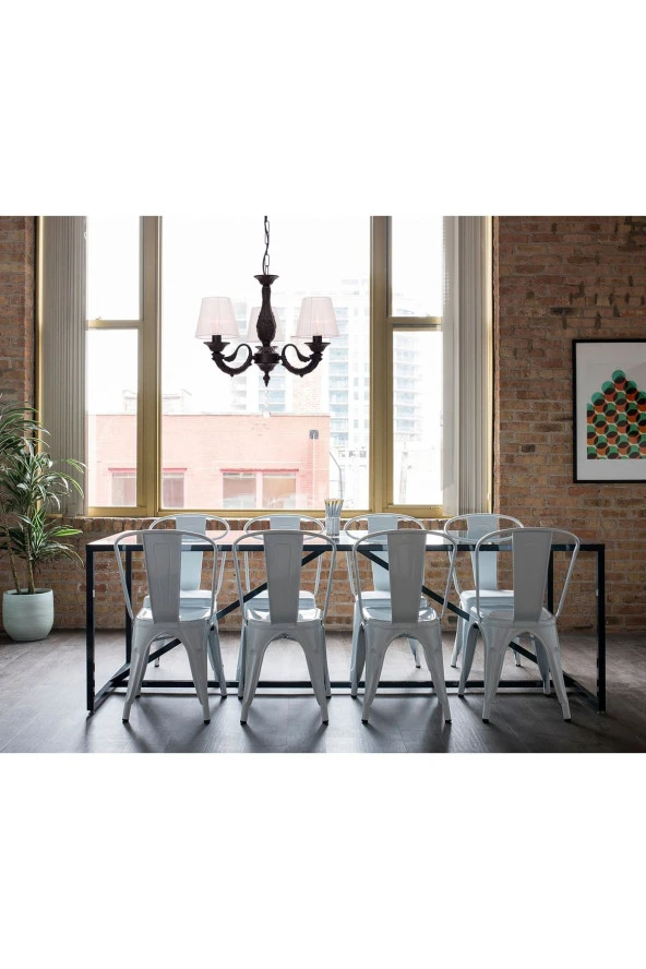 Umur Aydınlatma Albert 3'lü Siyah Beyaz Şapkalı Sarkıt Avize - Resim 3