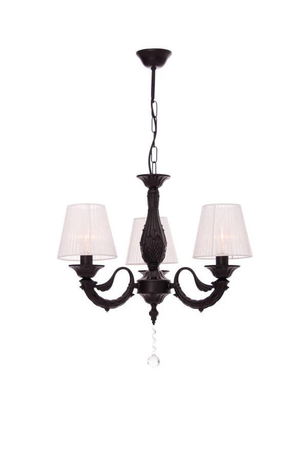 Umur Aydınlatma Albert 3'lü Siyah Beyaz Şapkalı Sarkıt Avize - Resim 4