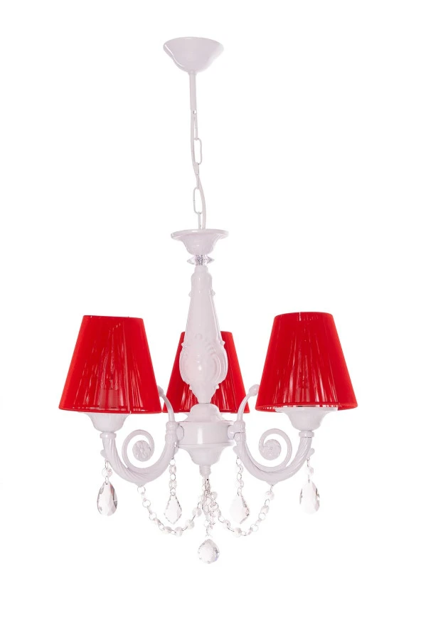 Umur Aydınlatma Senay 3'lü Beyaz Kırmızı Şapkalı Avize ürün görseli