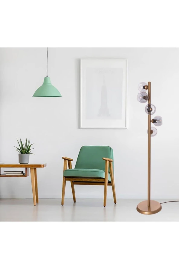 Umur Aydınlatma Minör 5'li Eskitme Füme Camlı Lambader - Resim 3