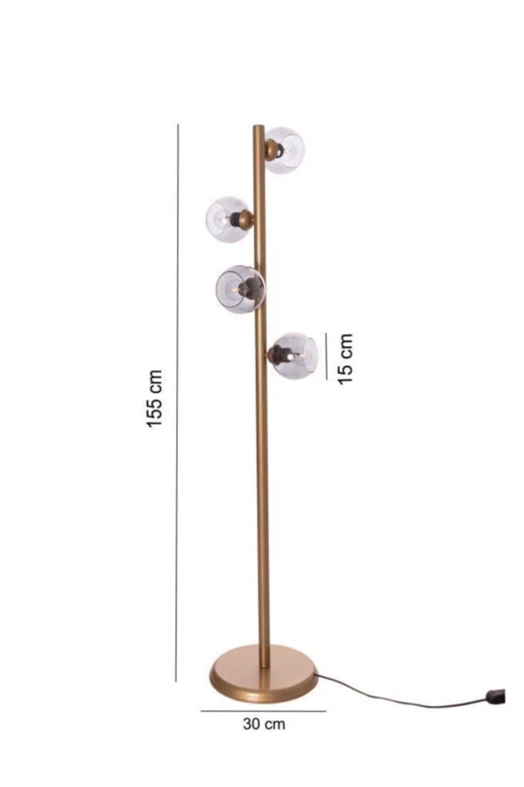 Umur Aydınlatma Minör 4'lü Eskitme Füme Camlı Lambader - Resim 3