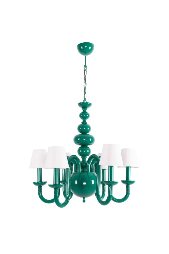 Umur Aydınlatma Roda 6'lı Yeşil Beyaz Şapkalı Sarkıt Avize - Resim 2