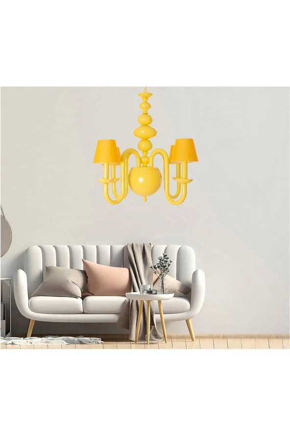 Umur Aydınlatma Roda 4'lü Sarı Şapkalı Sarı Sarkıt Avize - Resim 3