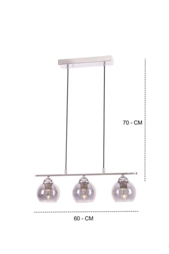 Umur Aydınlatma Minör 3'lü Krom Sıralı Sarkıt Avize - Resim 2