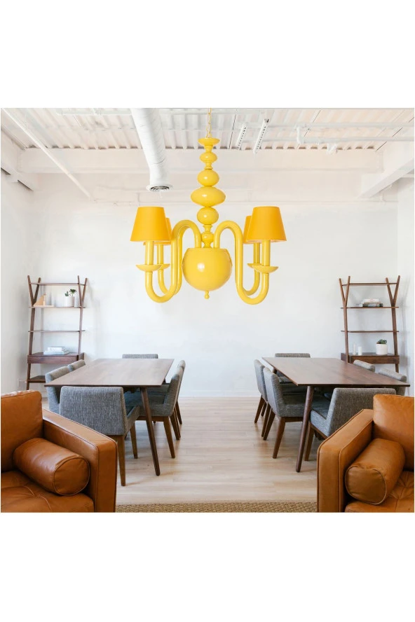 Umur Aydınlatma Roda 4'lü Sarı Şapkalı Sarı Sarkıt Avize - Resim 2