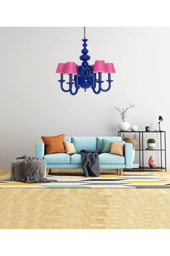 Umur Aydınlatma Roda 6'lı Parlementer Fuşya Şapkalı Sarkıt Avize - Resim 2