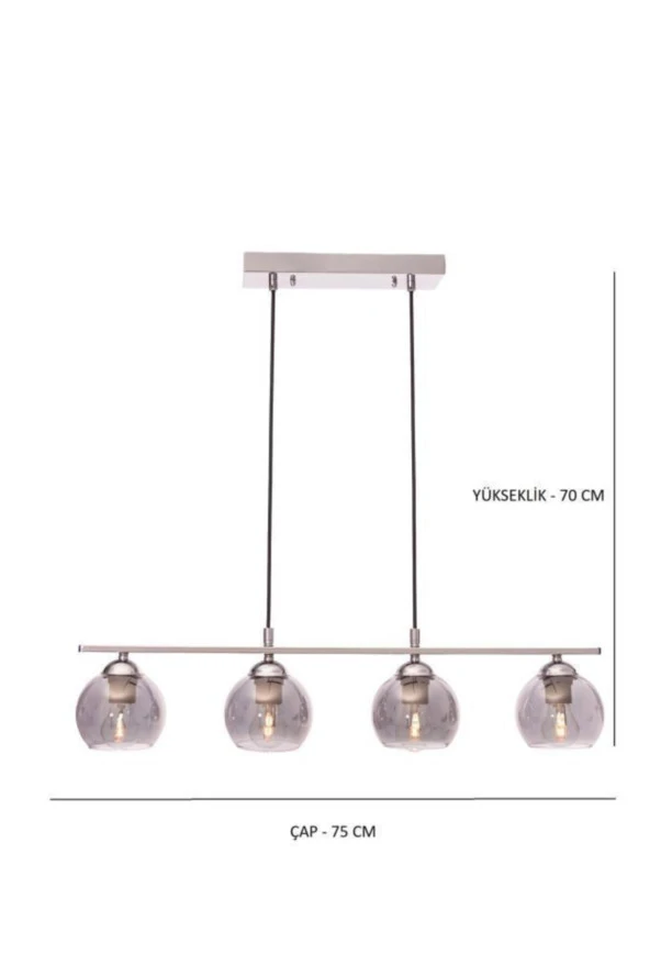 Umur Aydınlatma Minör 4'lü Krom Sıralı Sarkıt Avize - Resim 2