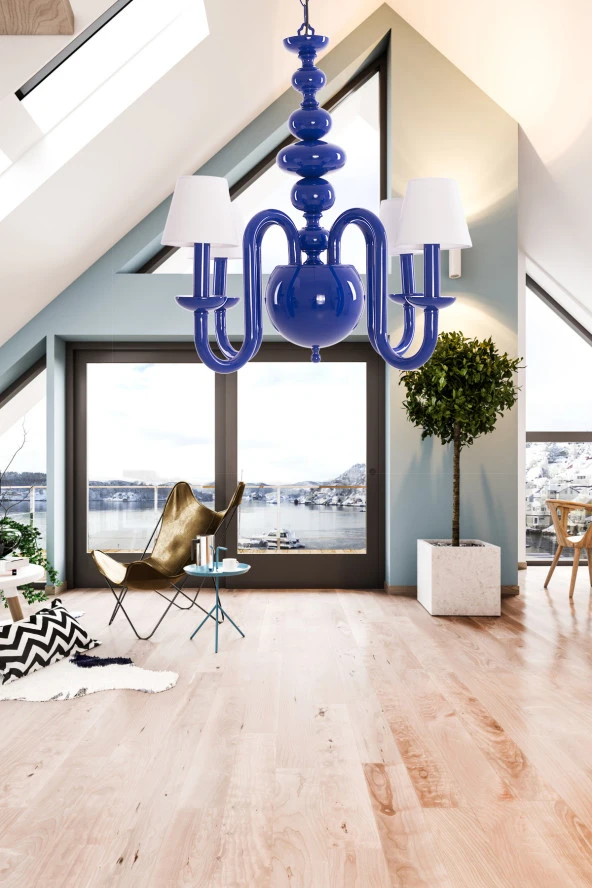 Umur Aydınlatma Roda 4'lü Parlement Mavi Beyaz Şapkalı Sarkıt Avize - Resim 3