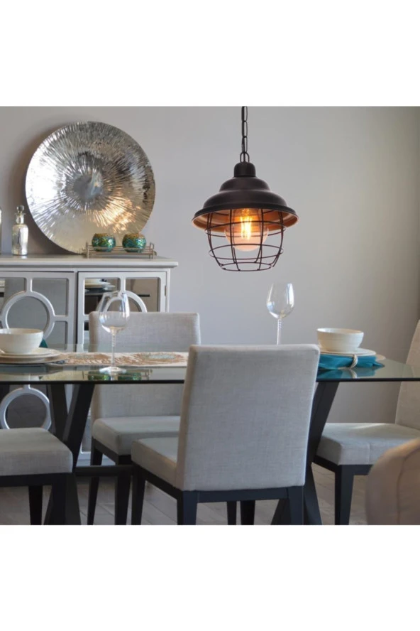 Umur Aydınlatma Togo Siyah Tel Detaylı Sarkıt Avize - Resim 3