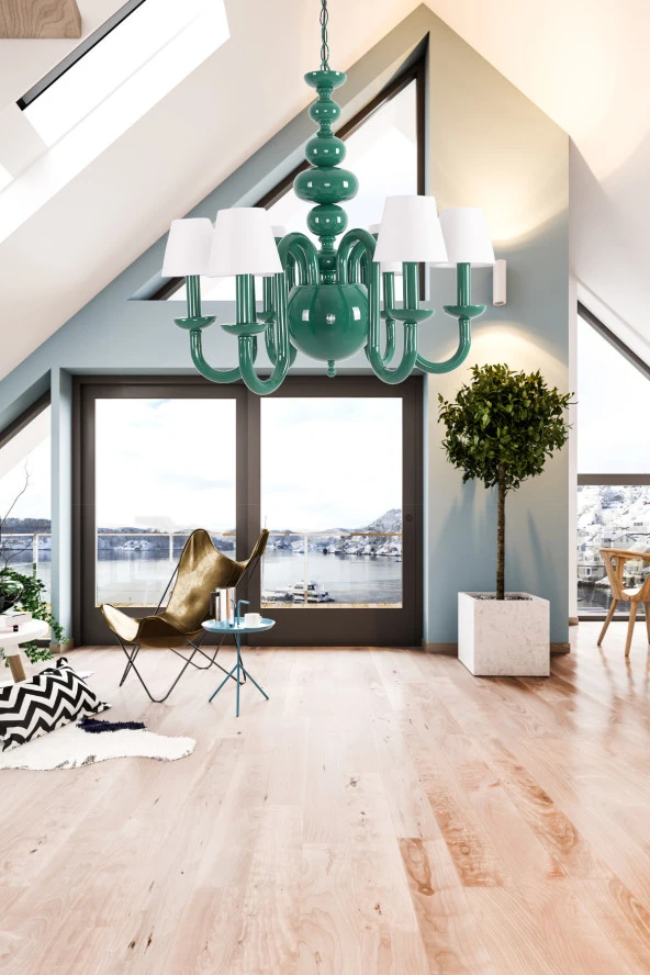 Umur Aydınlatma Roda 6'lı Yeşil Beyaz Şapkalı Sarkıt Avize - Resim 3