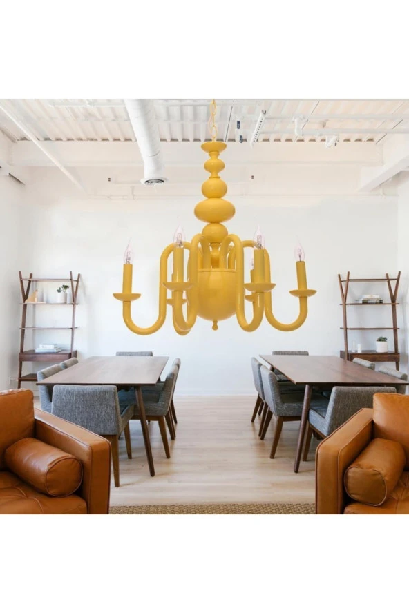 Umur Aydınlatma Roda 6'lı Sarı Lüks Avize Sarkıt - Resim 2