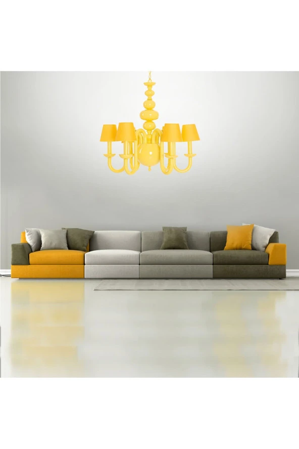 Umur Aydınlatma Roda 6'lı Sarı Şapkalı Sarkıt Avize - Resim 5