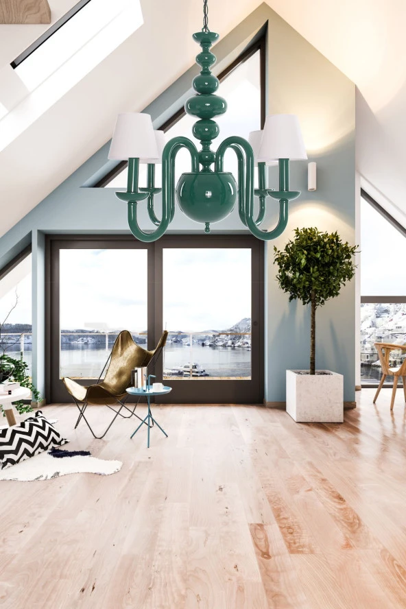 Umur Aydınlatma Roda 4'lü Yeşil Beyaz Şapkalı Sarkıt Avize - Resim 3