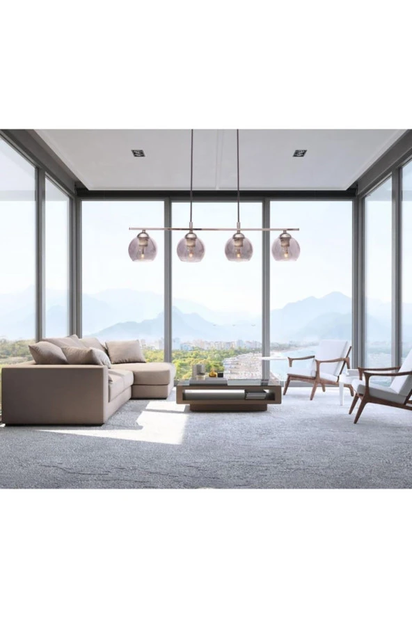 Umur Aydınlatma Minör 4'lü Krom Sıralı Sarkıt Avize - Resim 3