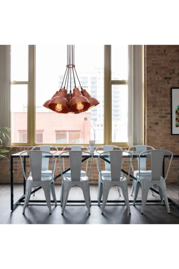 Umur Aydınlatma Lav 7'li Bakır Avize Sarkıt - Resim 6