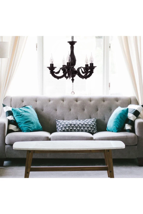 Umur Aydınlatma Albert 5'li Siyah Minimalist Avize Sarkıt - Resim 2