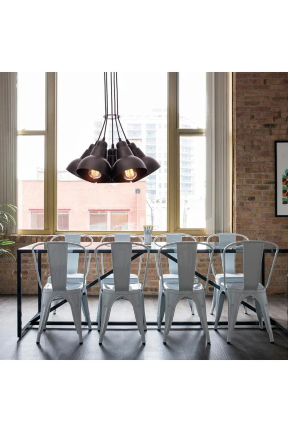 Umur Aydınlatma Lav 5'li Siyah Sarkıt Avize - Resim 5