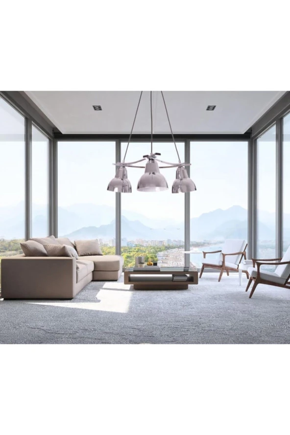 Umur Aydınlatma Inka 3'lü Krom Lav Şapkalı Avize Sarkıt - Resim 2