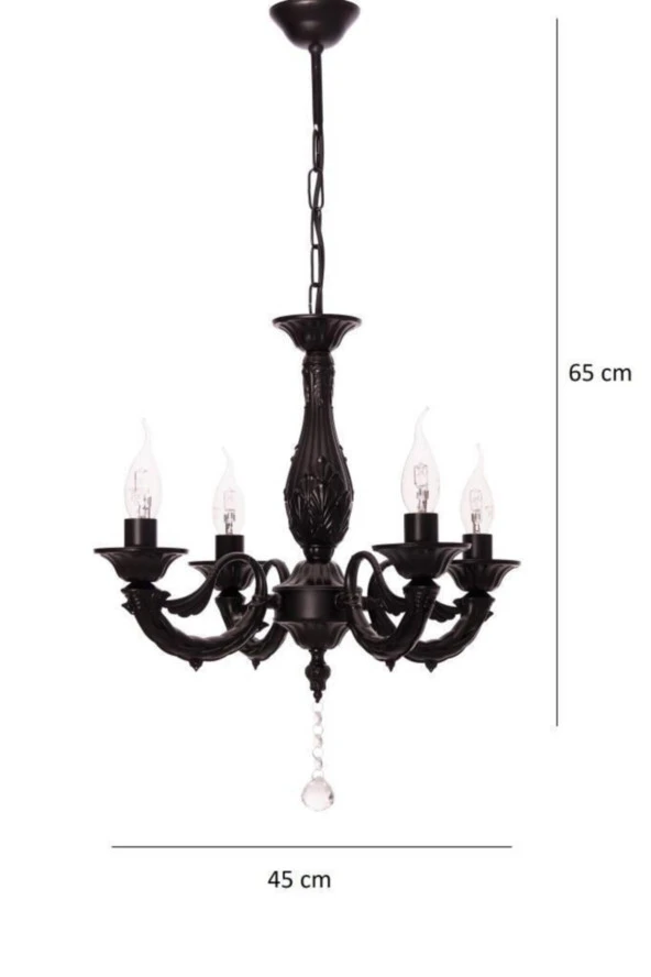 Umur Aydınlatma Albert 4'lü Siyah Minimalist Avize Sarkıt - Resim 3