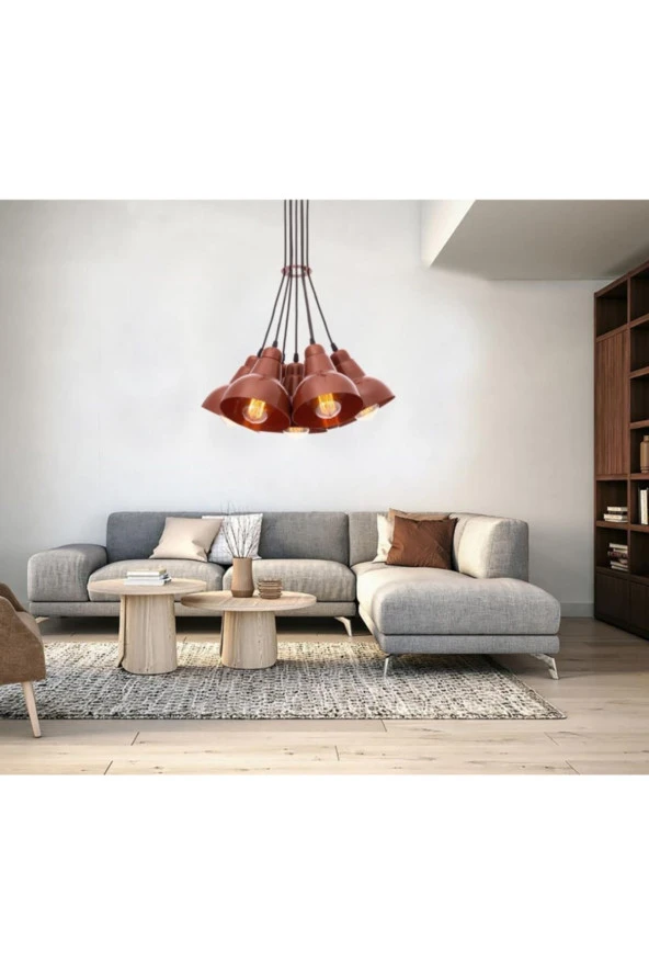 Umur Aydınlatma Lav 7'li Bakır Avize Sarkıt - Resim 5