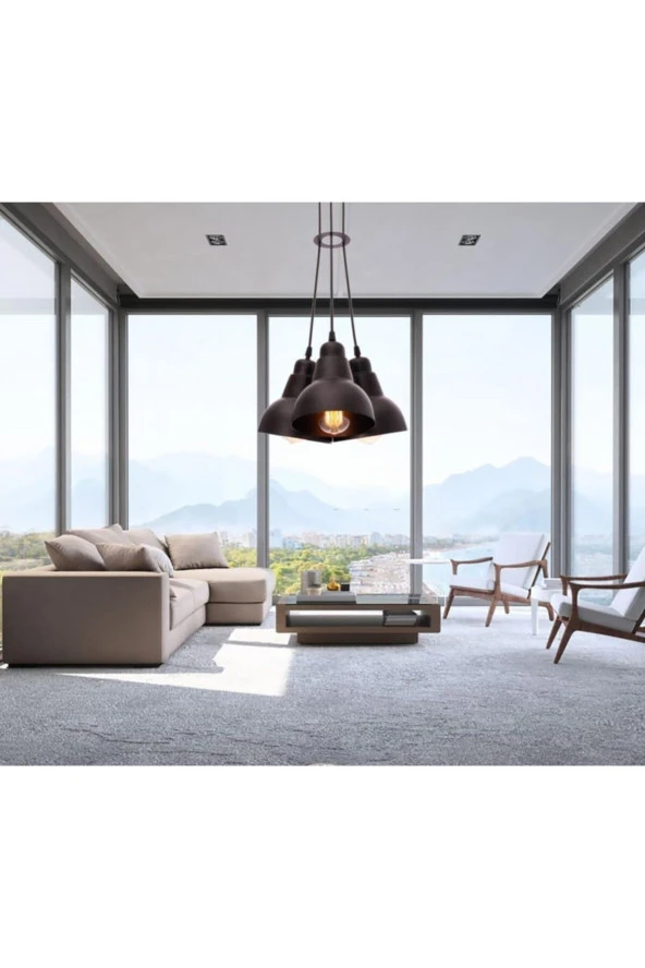 Umur Aydınlatma Lav 3'lü Siyah Sarkıt Avize - Resim 3