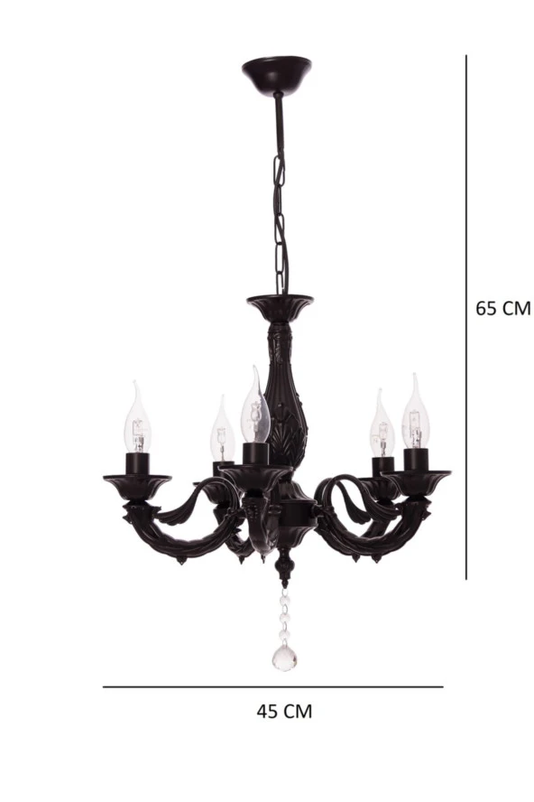 Umur Aydınlatma Albert 5'li Siyah Minimalist Avize Sarkıt - Resim 3