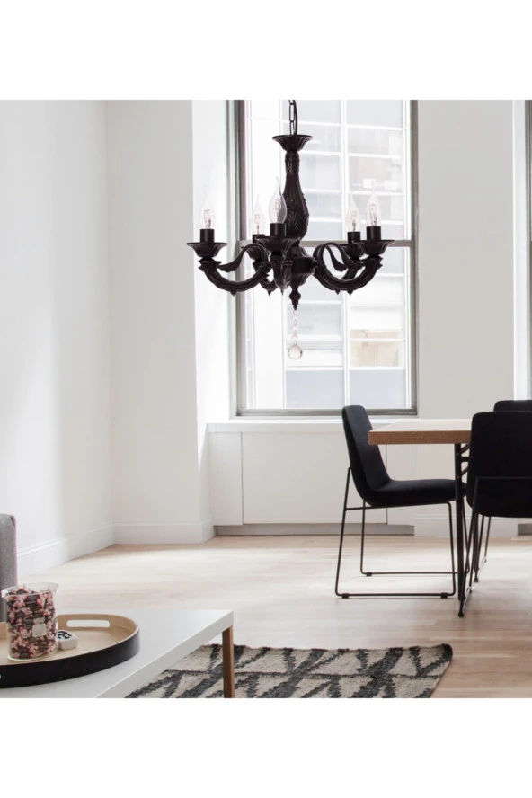 Umur Aydınlatma Albert 5'li Siyah Minimalist Avize Sarkıt - Resim 4