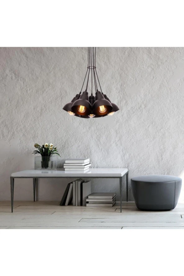 Umur Aydınlatma Lav 7'li Siyah Sarkıt Avize - 2