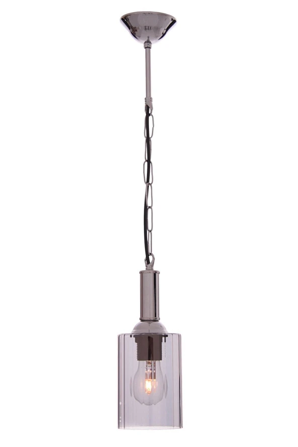 Umur Aydınlatma Minör tekli krom füme boru cam sarkıt avize ürün görseli