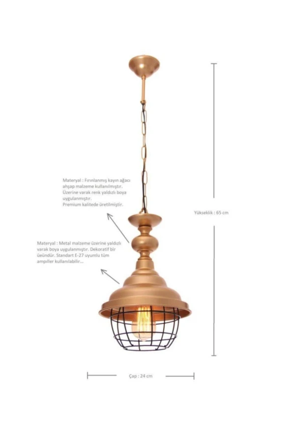 Umur Aydınlatma Togo Varak renk tel detaylı sarkıt avize - Resim 3