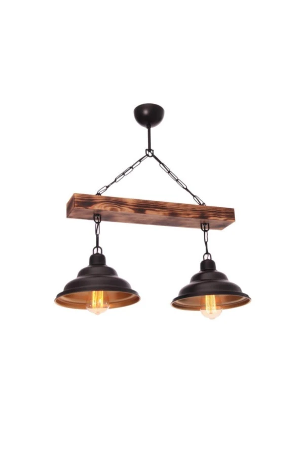 Umur Aydınlatma Togo 2'li ahşap siyah sıralı sarkıt avize ürün görseli