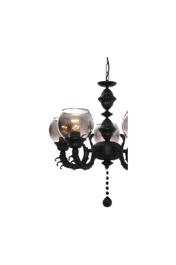 Umur Aydınlatma Novel 5'Li Siyah Füme Camlı Avize - Resim 2