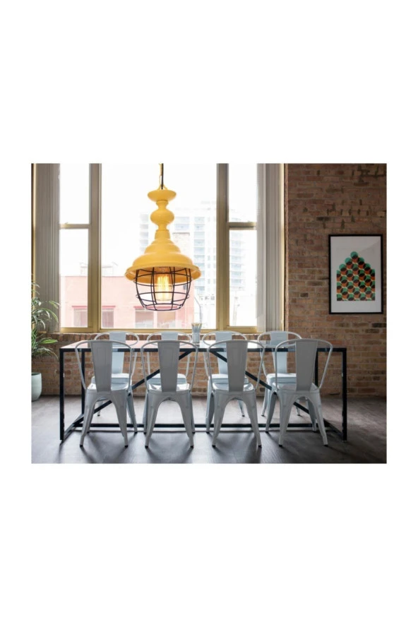 Umur Aydınlatma Togo Sarı parlak lake boyalı sarkıt avize - Resim 3