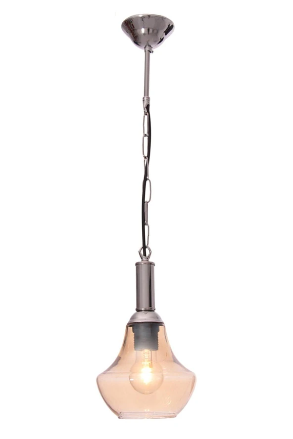 Umur Aydınlatma Umur Aydınlama Lugi tekli krom cam sarkıt avize ürün görseli