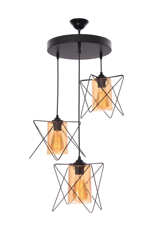 Umur Aydınlatma Endüstriyel 3'lü camlı sarkıt avize ürün görseli