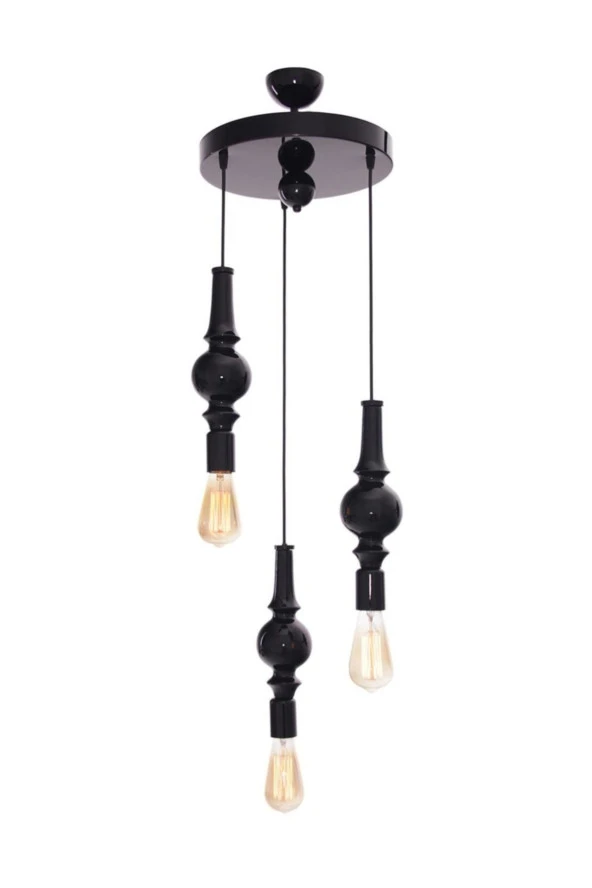 Umur Aydınlatma Zen 3'Lü Siyah Lake Ahşap Sarkıt - Resim 3