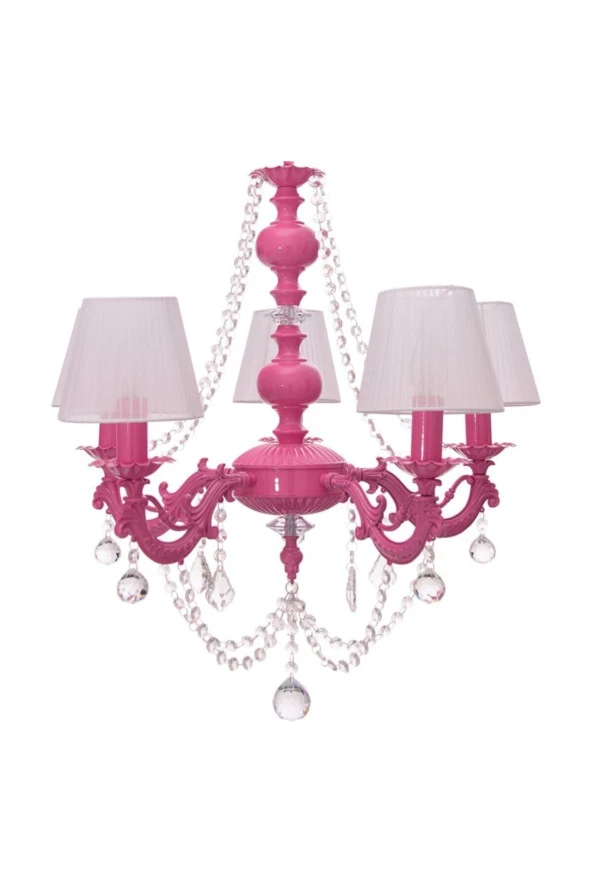 Umur Aydınlatma Dolce Vita 5'li Fuşya Abajurlu Avize - Resim 4