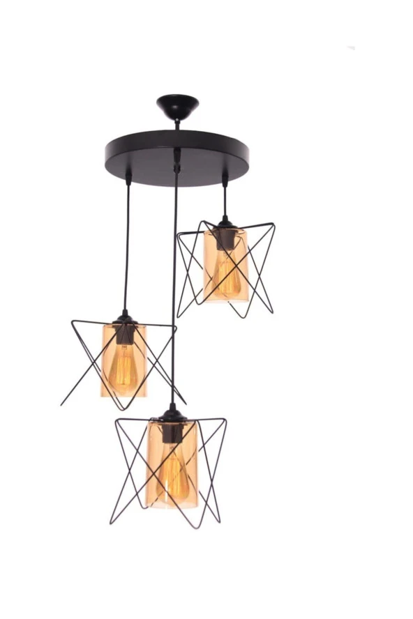 Umur Aydınlatma Endüstriyel 3'lü camlı sarkıt avize - Resim 2