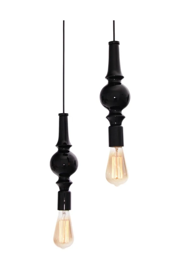 Umur Aydınlatma Zen 2'li siyah ahşap lake sarkıt - Resim 3